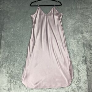 Banana Republic Dress Womens Size L Purple Bliss‎ Silk Slip Side Slits Bias Cut